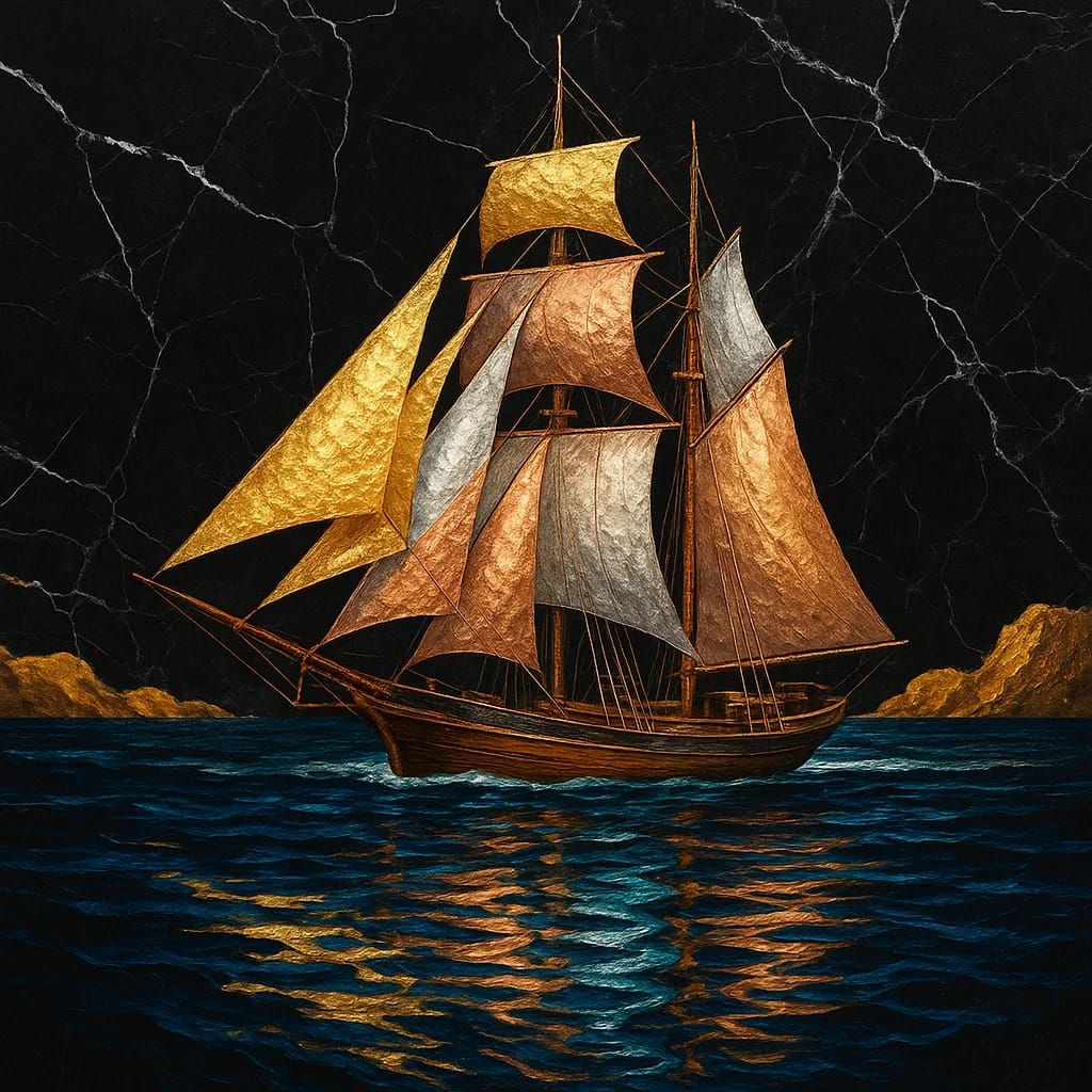 ספינה שמפרשיה עשויים מריקועי מתכות