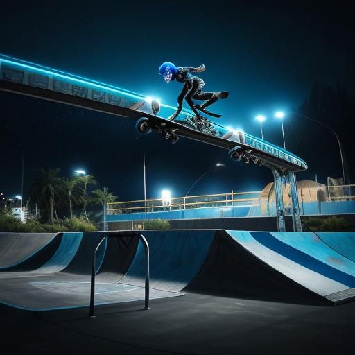 Alien (skatepark) called (KONA BLUE) bold alien plane, at ni...