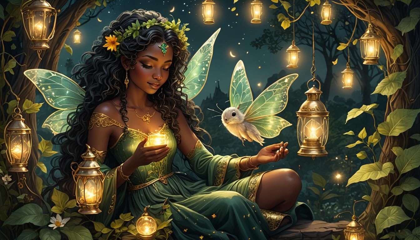 Fairy with weird moth creature friend  by @Sleepy Dragon