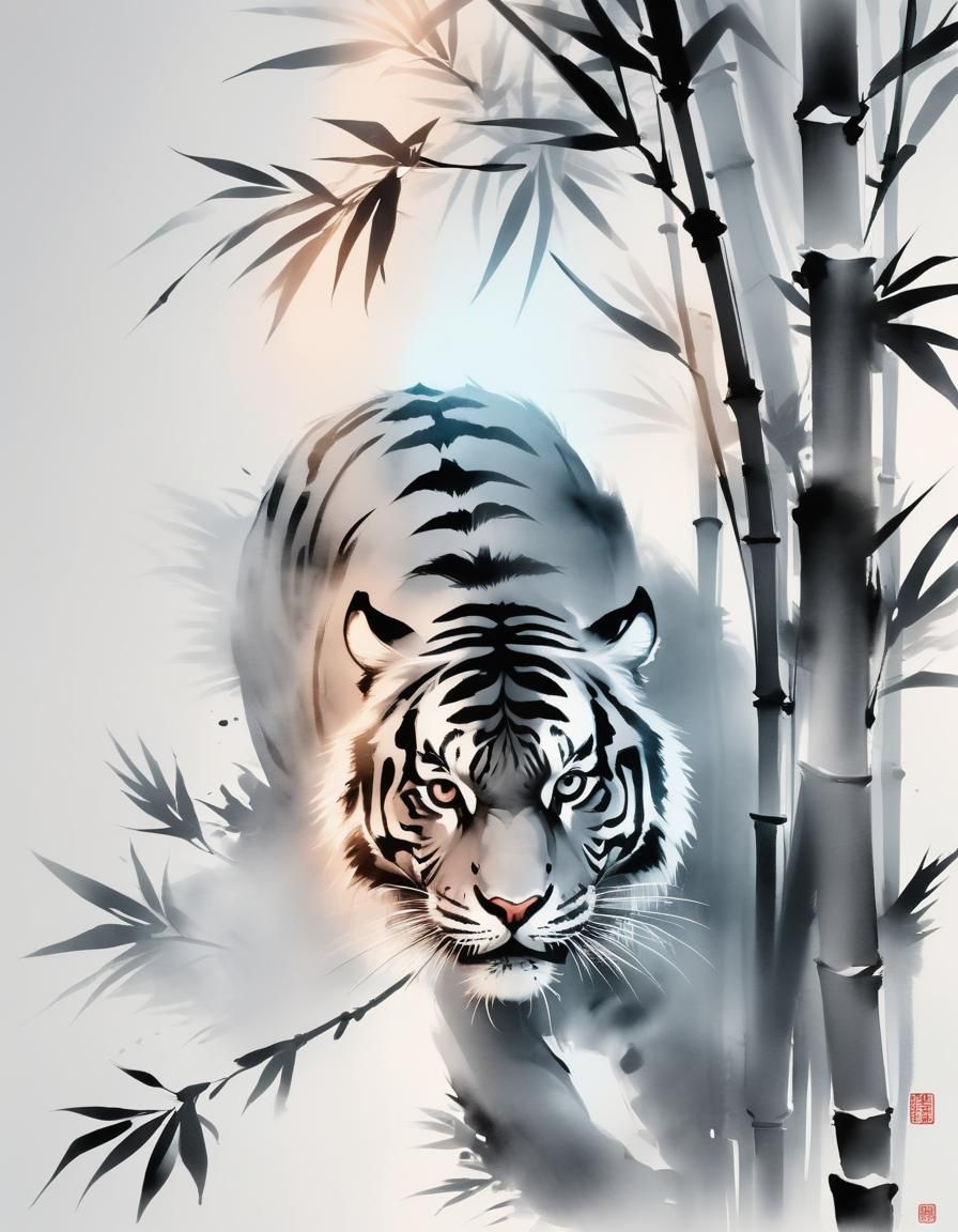Tiger, ink painting