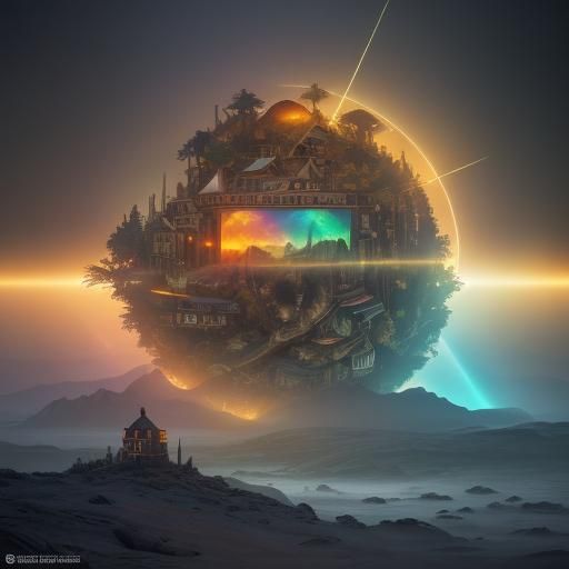 Gingerbread house Cinematic fantasy landscape intricately de...