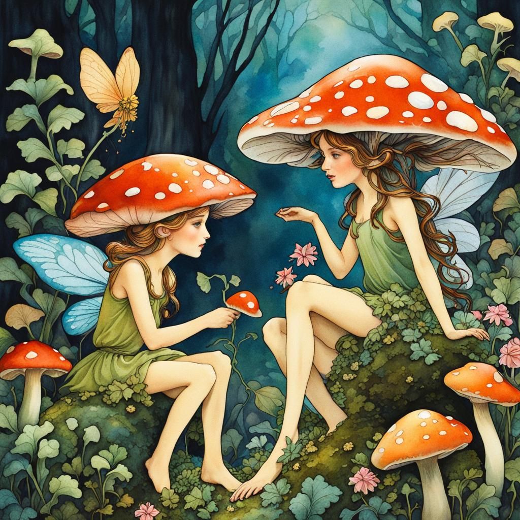 Mushroom Fairies - AI Generated Artwork - NightCafe Creator