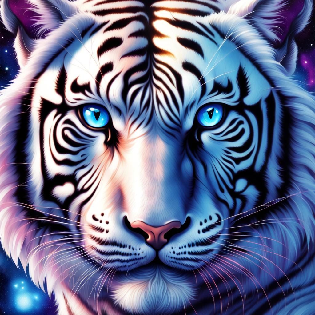 Close up of a white tiger - AI Generated Artwork - NightCafe Creator