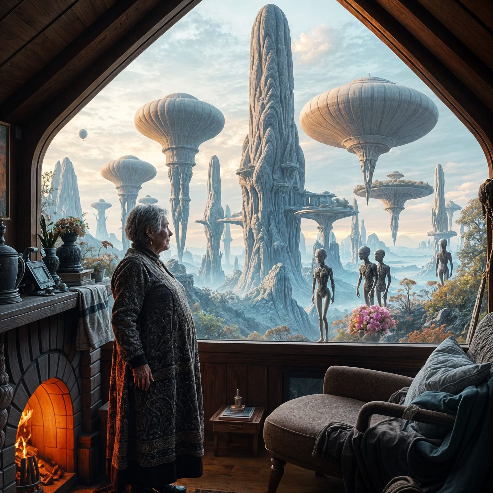 Whimsical Cottage Portal to Alien World