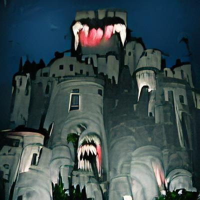 Scary vampire castle nighttime
