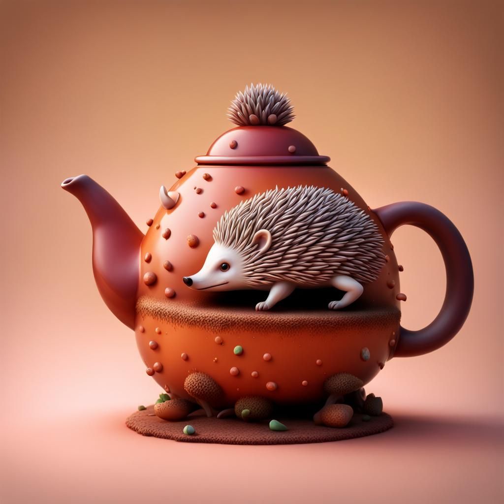 Hedgehog pottery teapot   by @expibotou