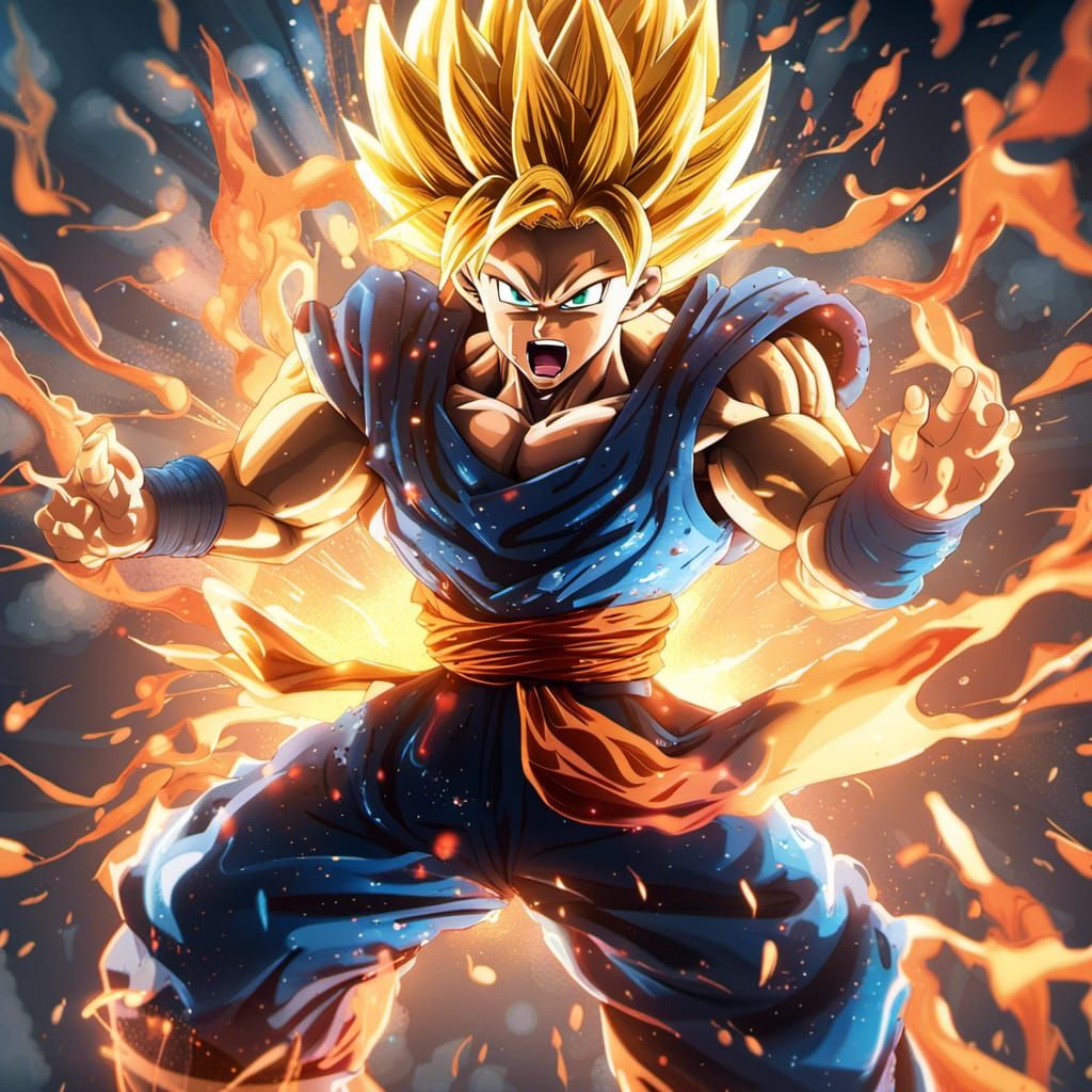 Super Saiyan Ultra Istinto hyperdetailed Splash art volumetric lighting ...