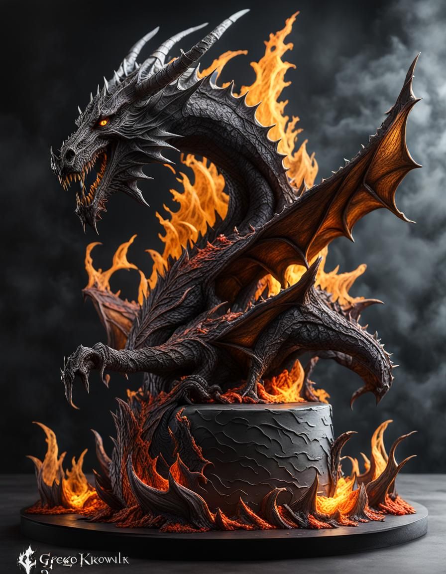 Heavy Metal Alduin Cake  by @makeitcool