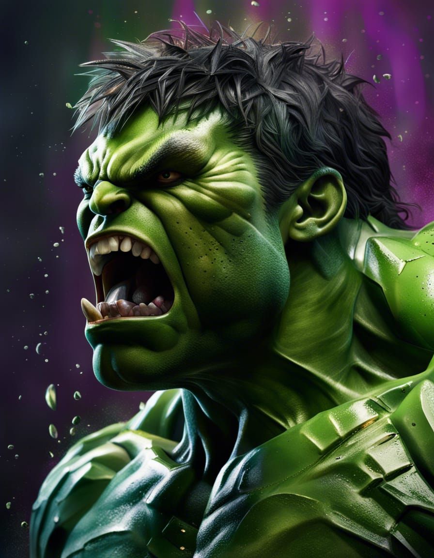 The Incredible Hulk roaring and flexing