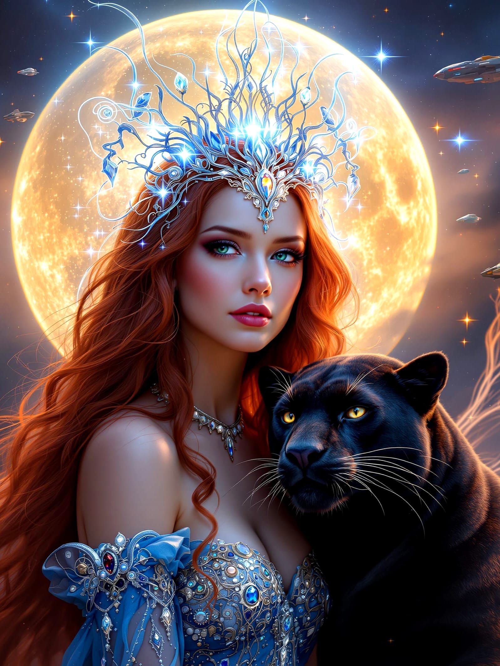 Aleytys with the spectral "Diadem from the Stars" from the science fiction series by Jo Clayton  by @Gary Murakami