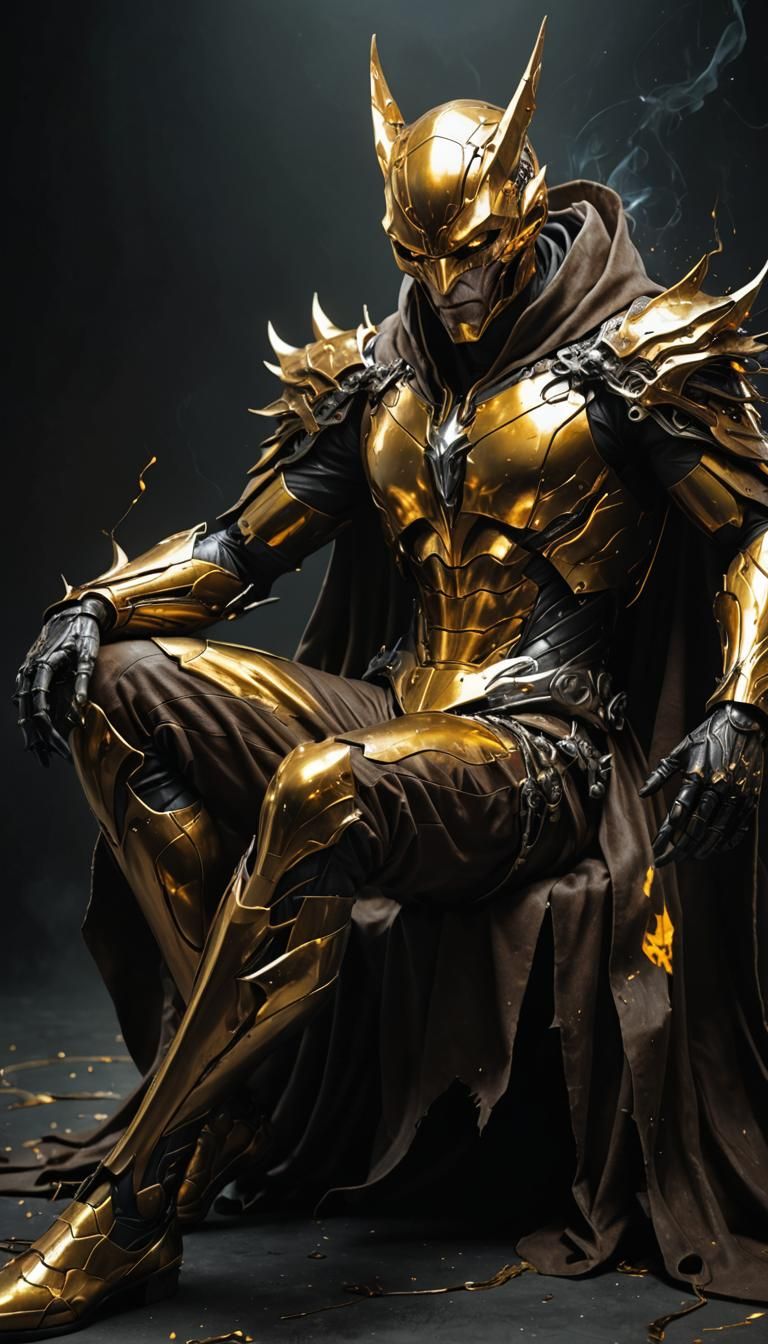 Photorealistic full body portrait of a supervillain mature v...