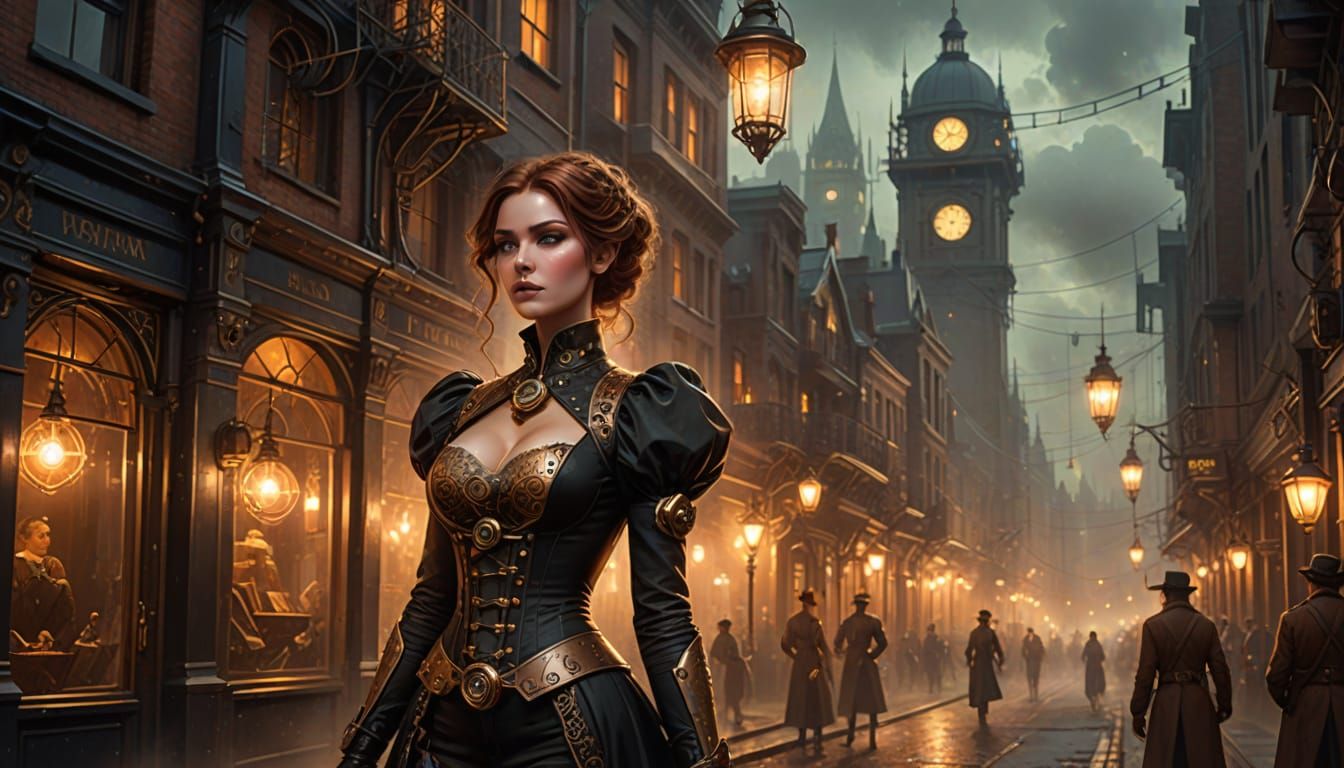 Steampunk Siren in Victorian London