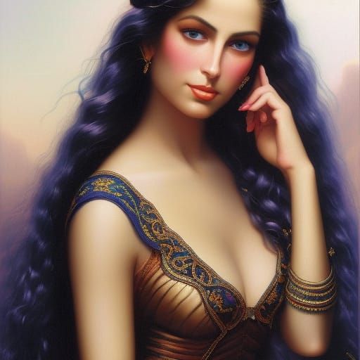 gorgeous and very attractive female model, full-body abstrac...