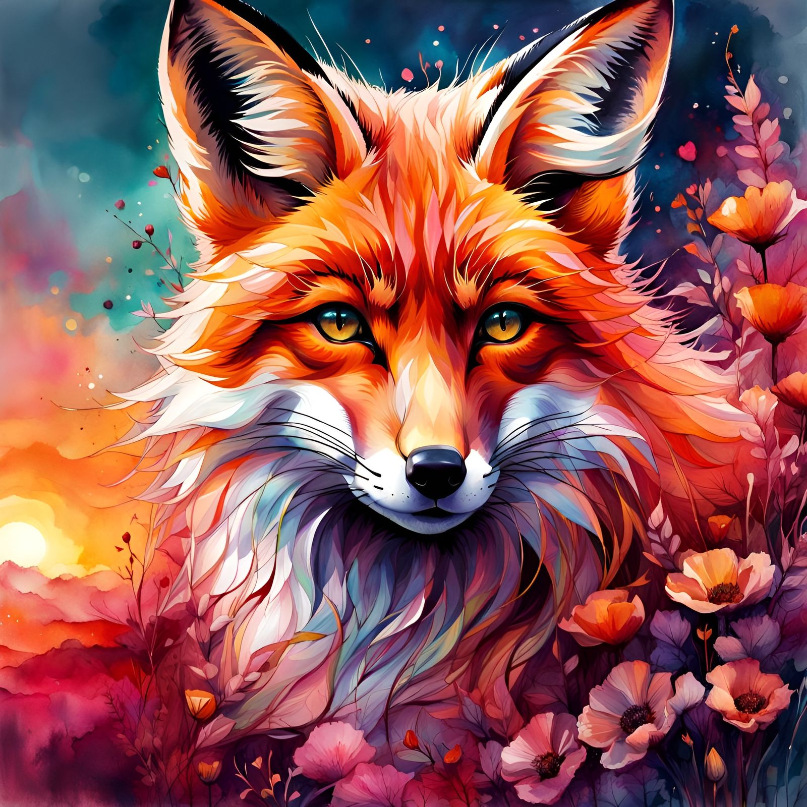 Portrait of a Fox at sunset  by @DiegoHamburg