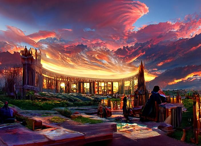 The Library of time, sunset