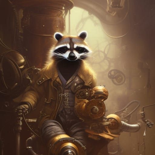 Steampunk Raccoon 1 - AI Generated Artwork - NightCafe Creator