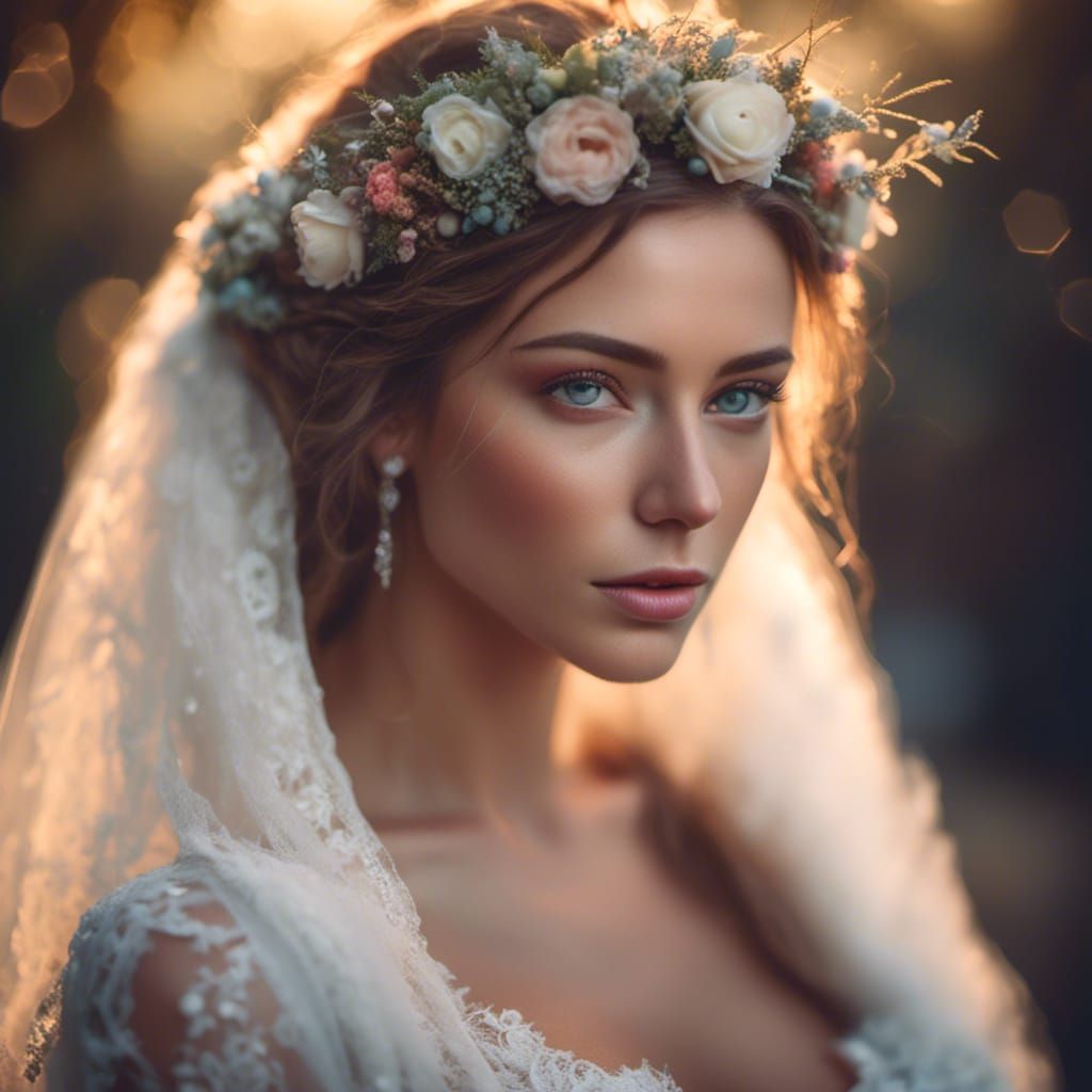 <lora:Bridal Elegance:1.0> portrait of a beautiful female bride, 