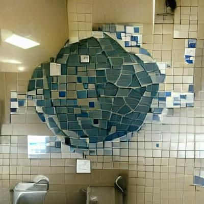 a planet made out of bathroom tile