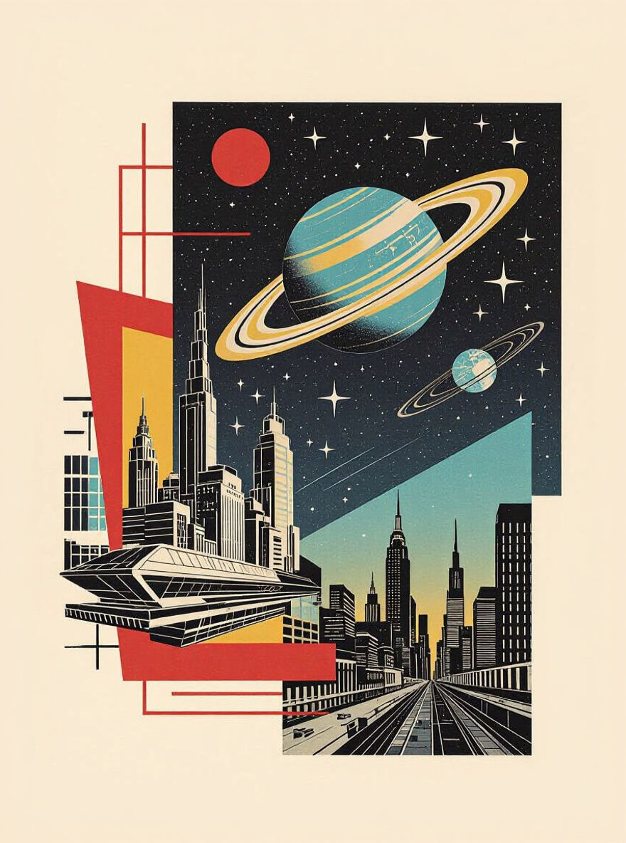 mixed media collage space noir