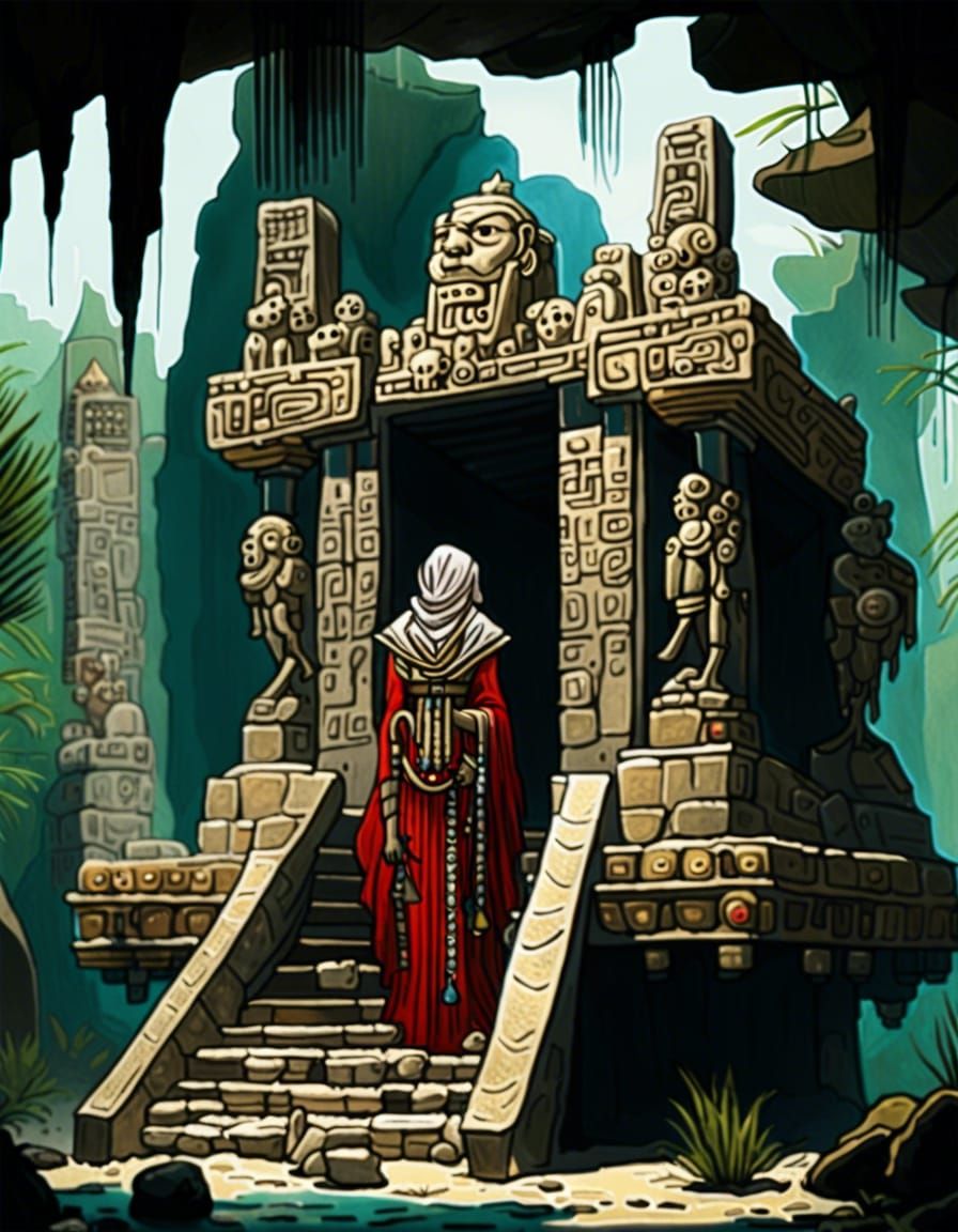 a neophyte priestess prepares herself to enter the inner cen...