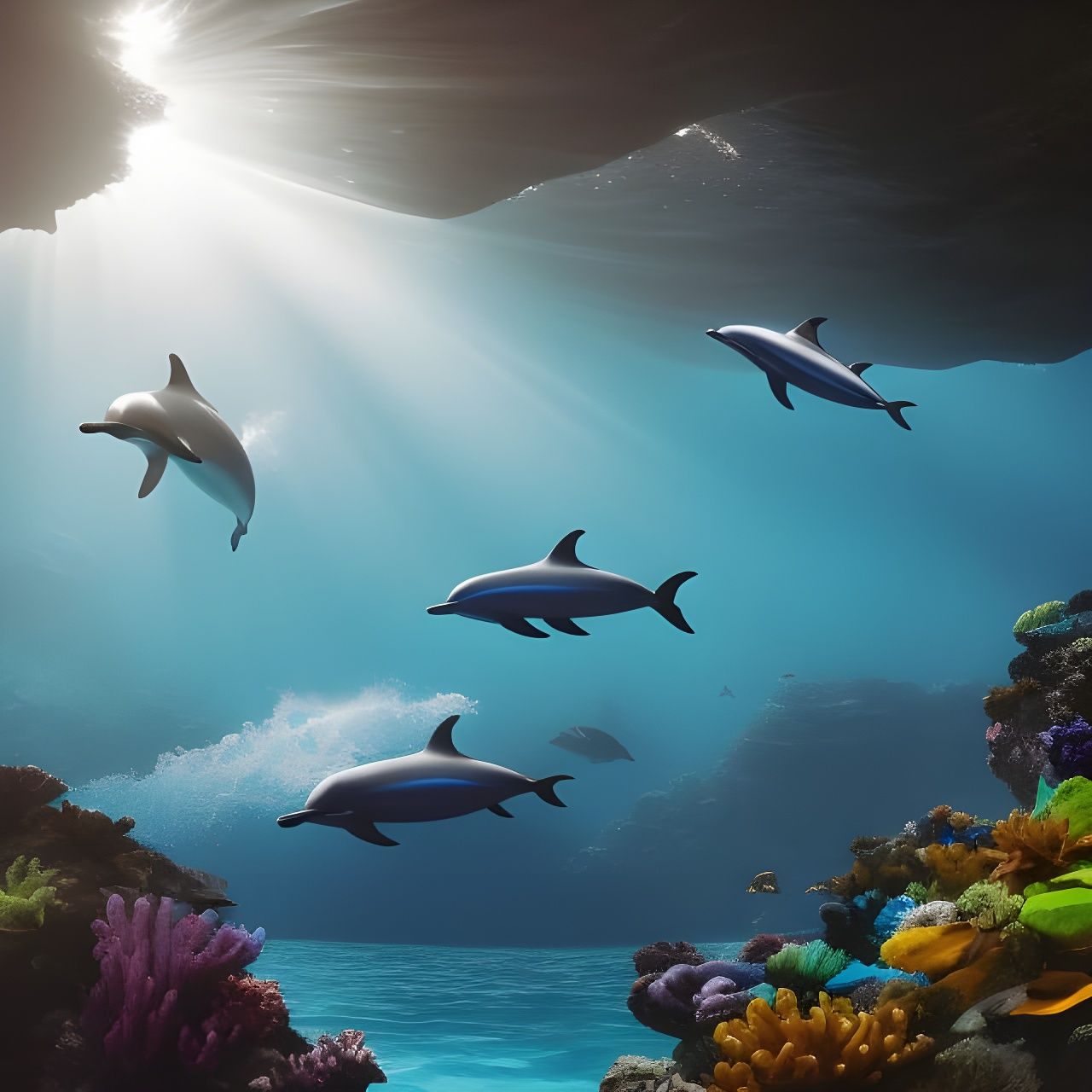 Flipper and friends, swimming in the Blue Lagoon 🐬