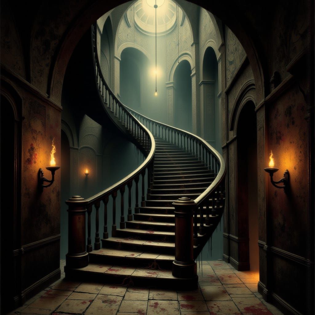 Endless Staircase in Dark Fantasy Style