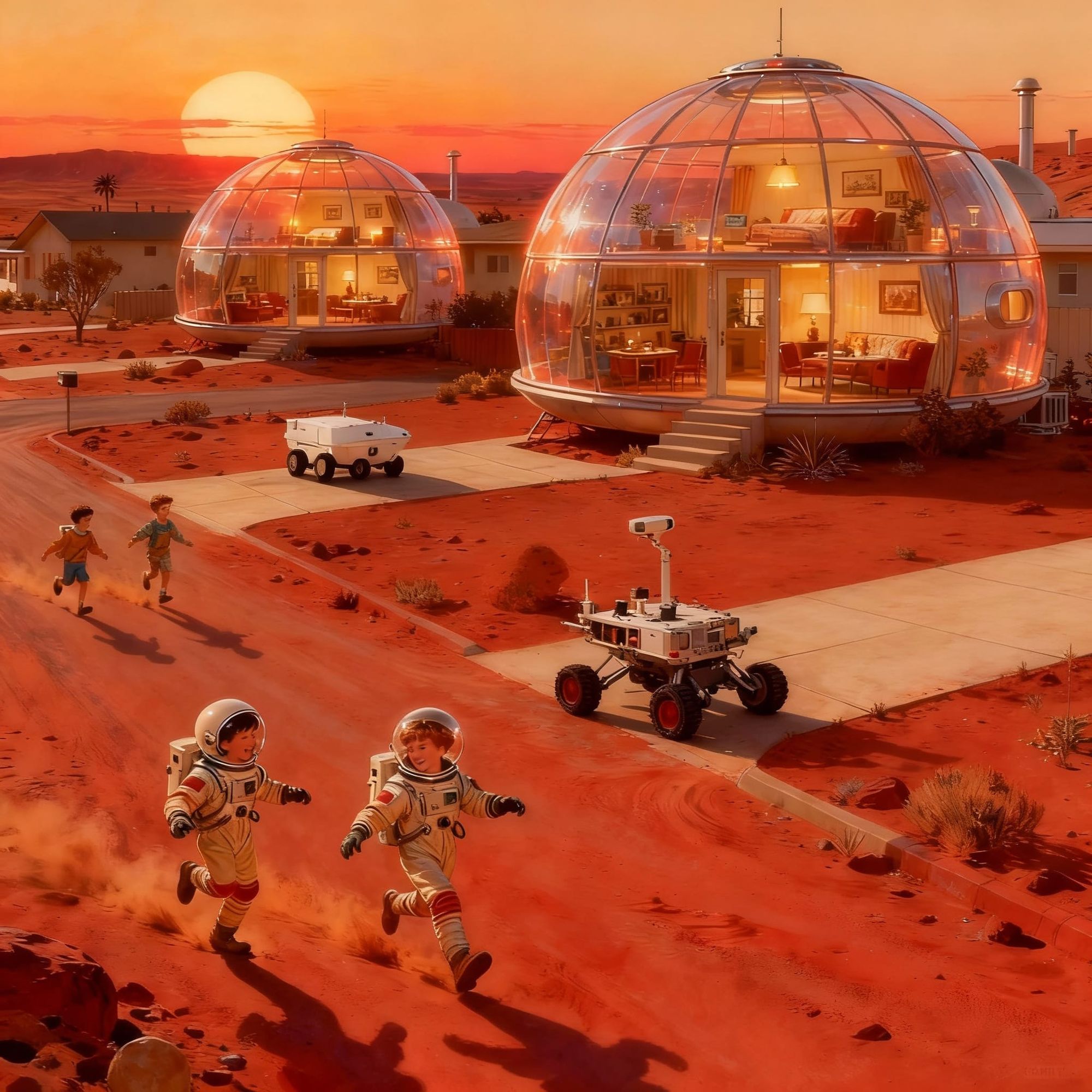 (Retro futuristic) life the Martian suburbs