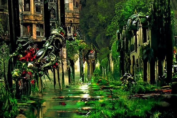 Creepy forest landscape