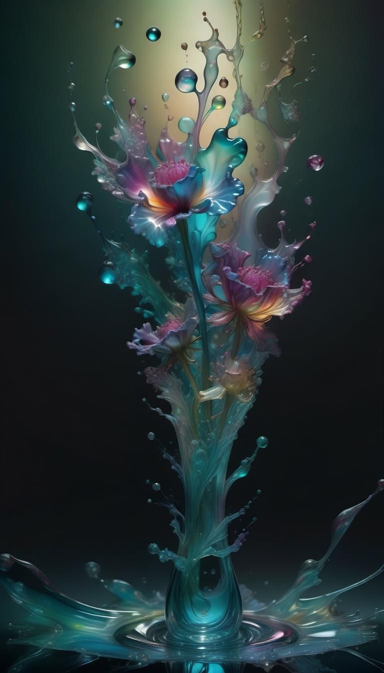 Splashy Dreamy Glass Flower