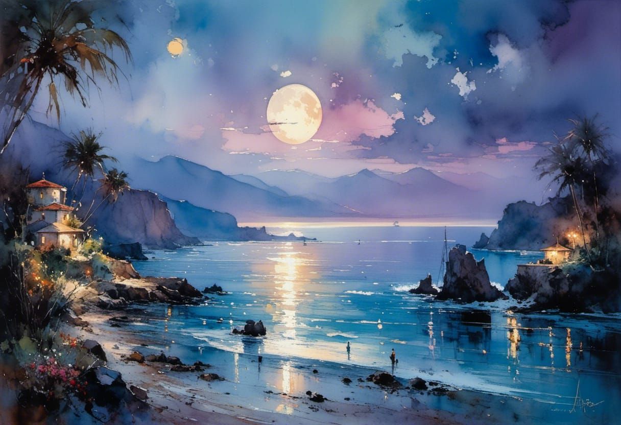 Vintage Art Award Winning Landscape Masterpiece of Peaceful ...