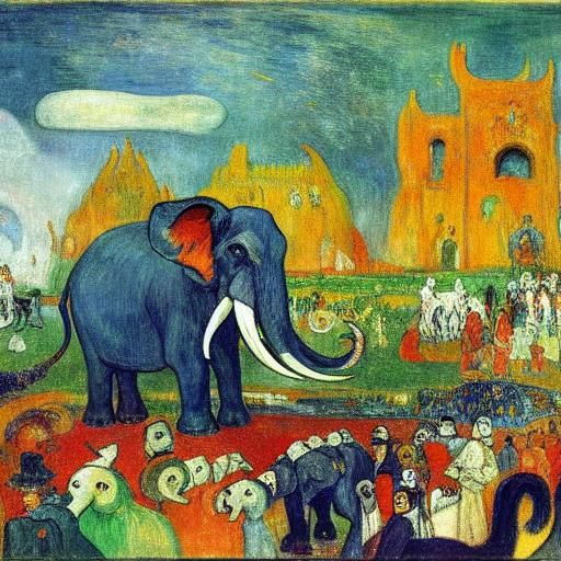 The Elephant of Cúailnge is stolen by mice 
Celtic mythology by James Ensor and Paul Gauguin 
