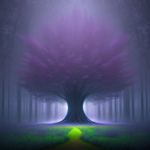 Majestic Tree Radiates Ethereal Energy in a Dreamlike Forest