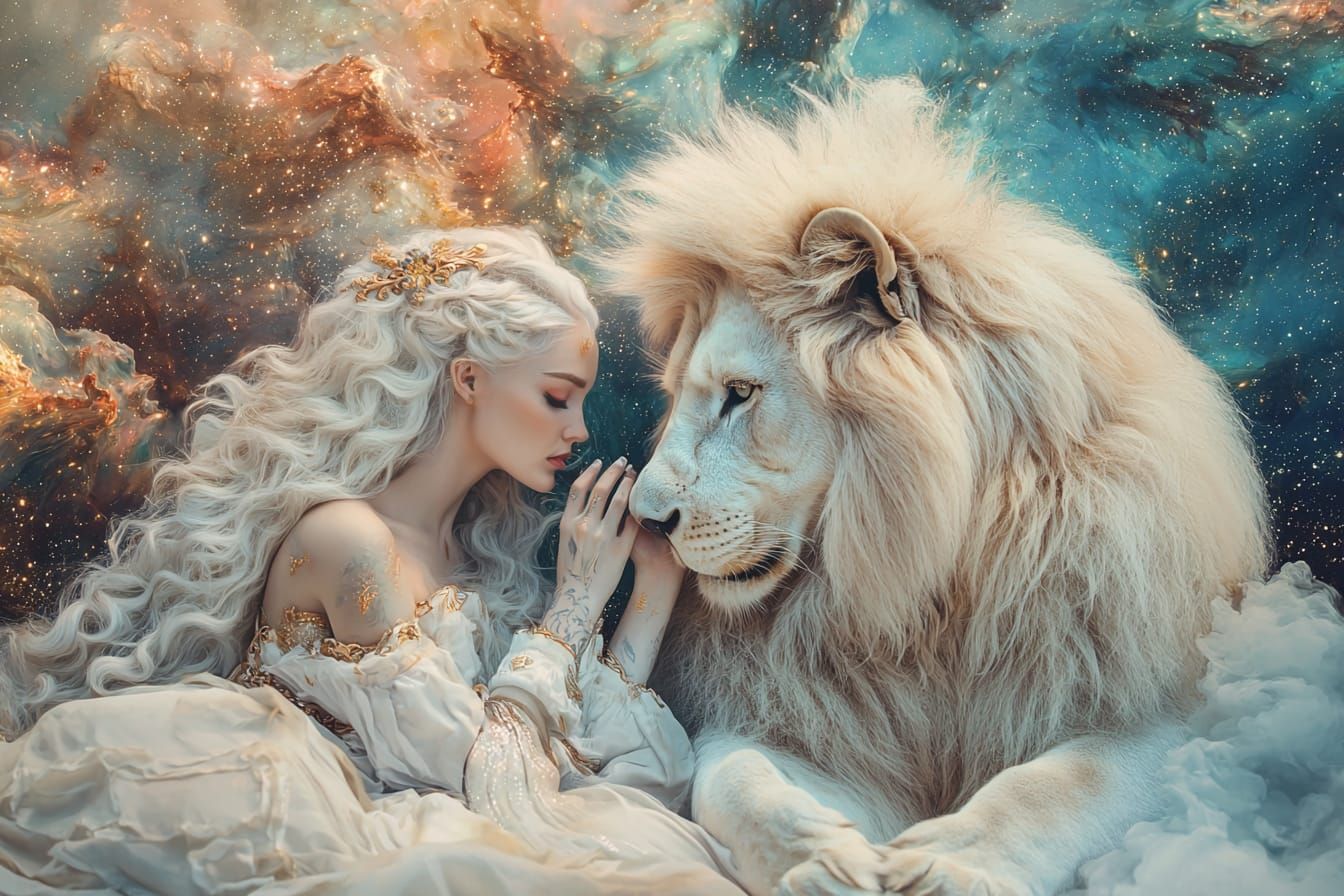 white princess and her lion