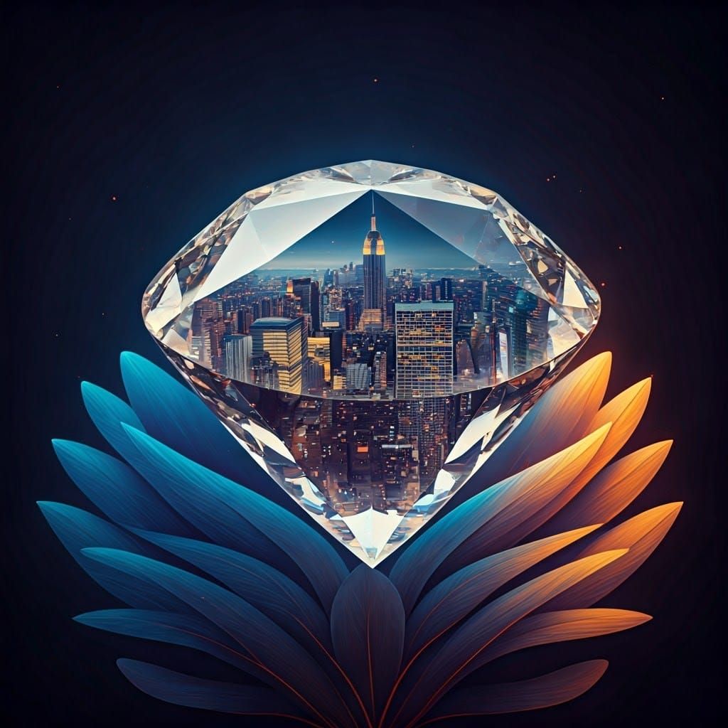 Diamond Orb Cradles Vibrant New York Cityscape in Ethereal H...