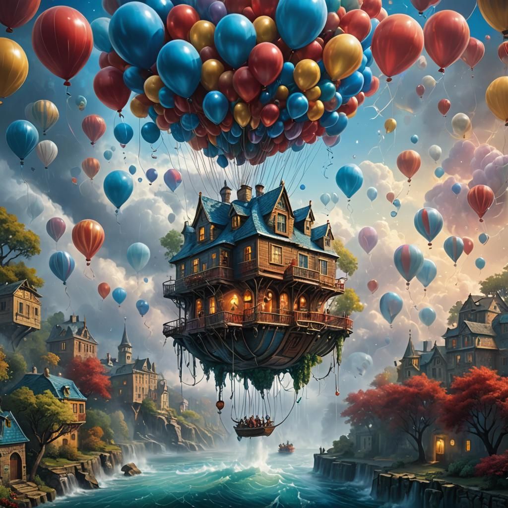 "I told you, this were too many balloons!!!"