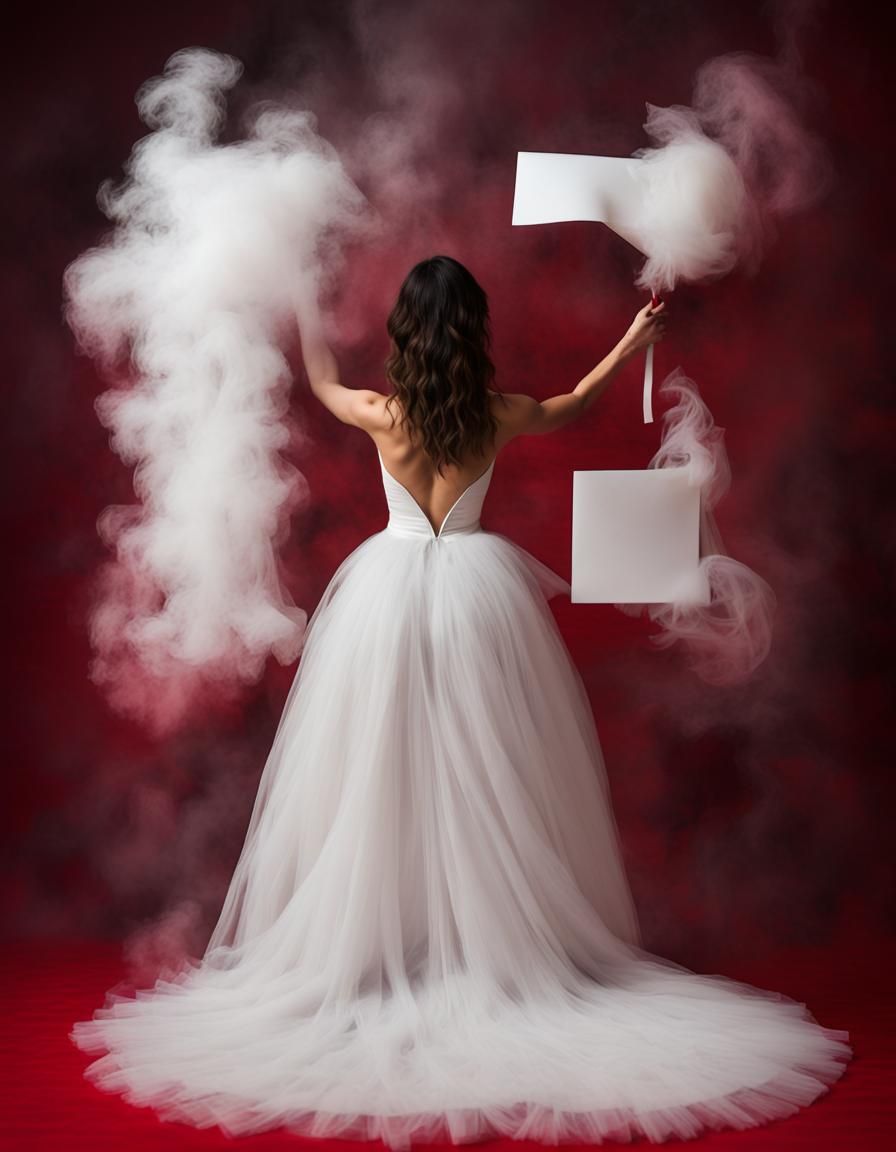 woman with white tulle wedding dress