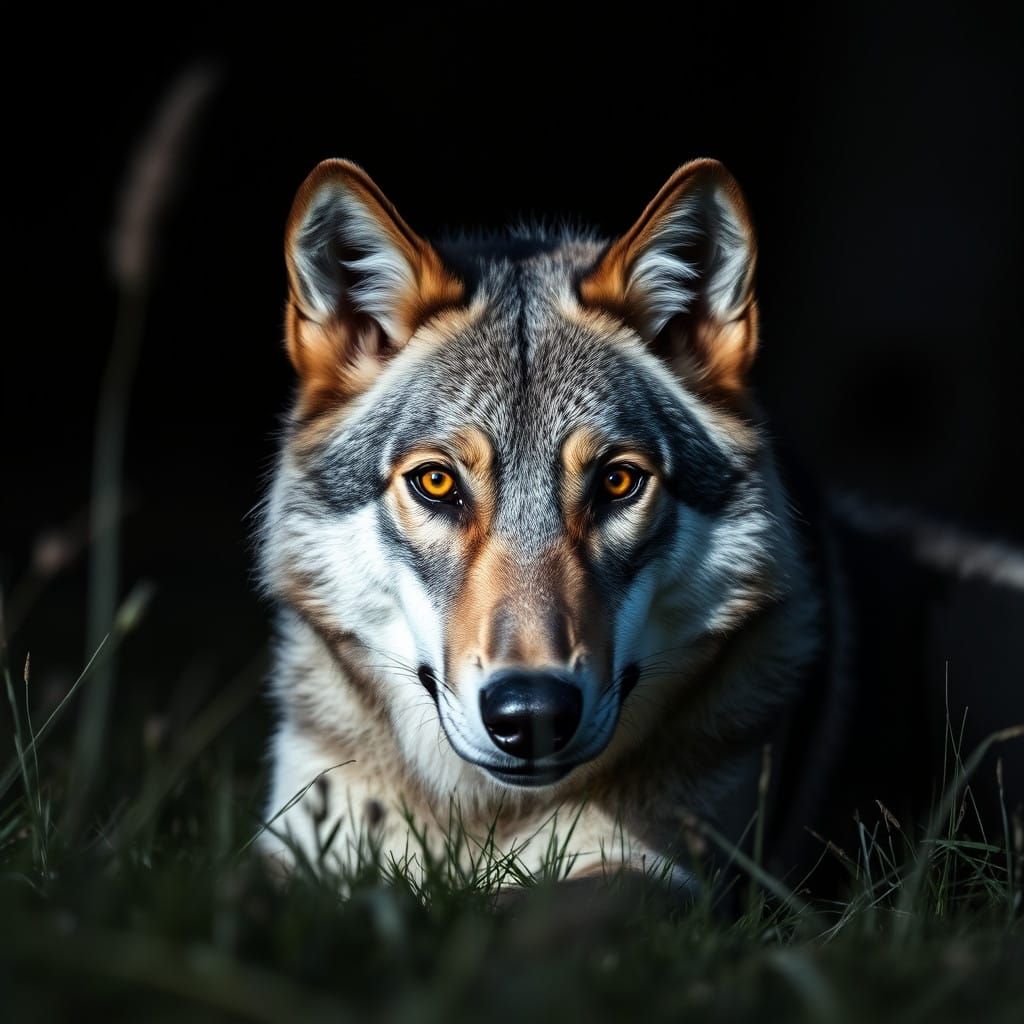 Wolf in Moonlit Meadow: A Wildlife Photography Masterpiece