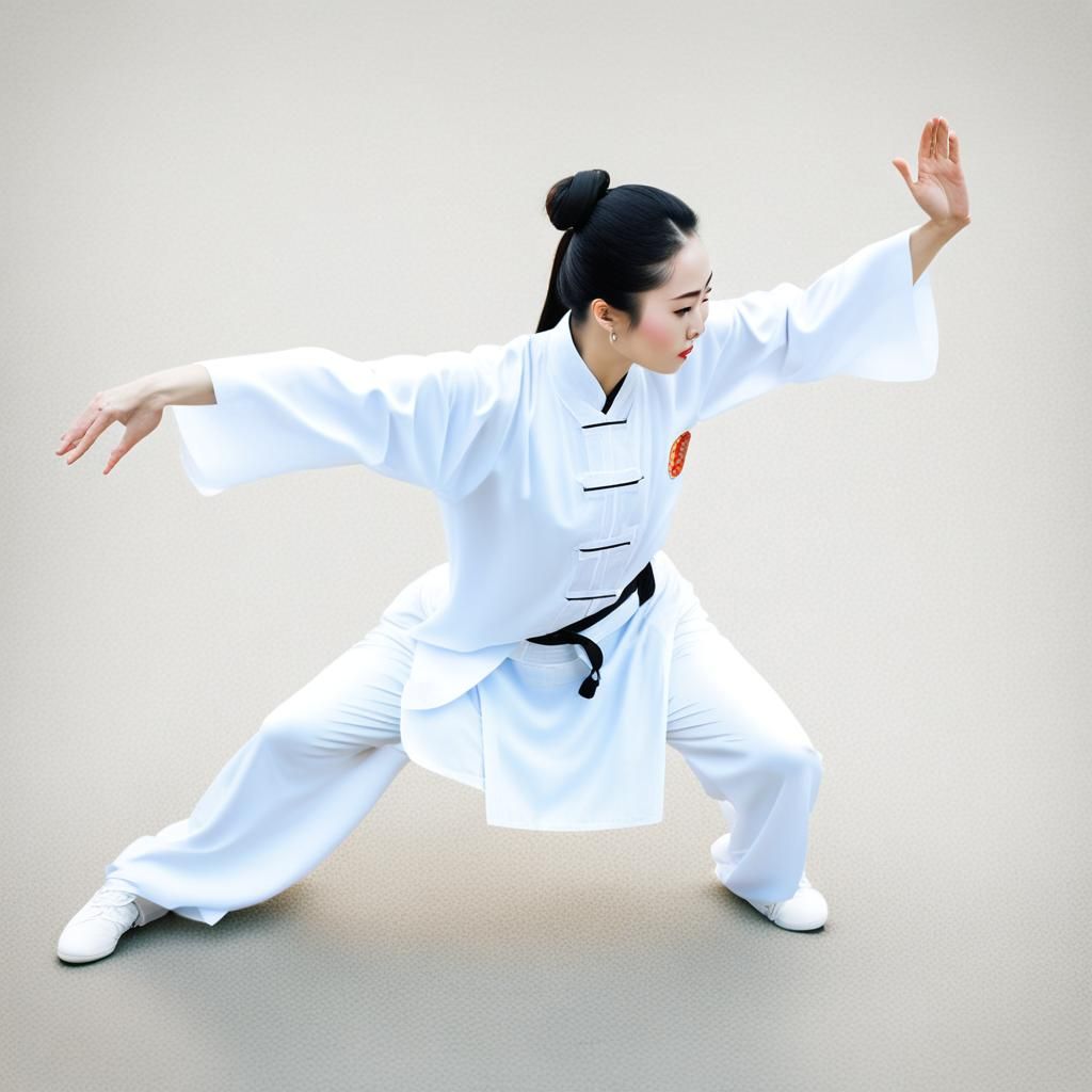 Tai Chi Beauty in Han Costume on Tai Chi Diagram