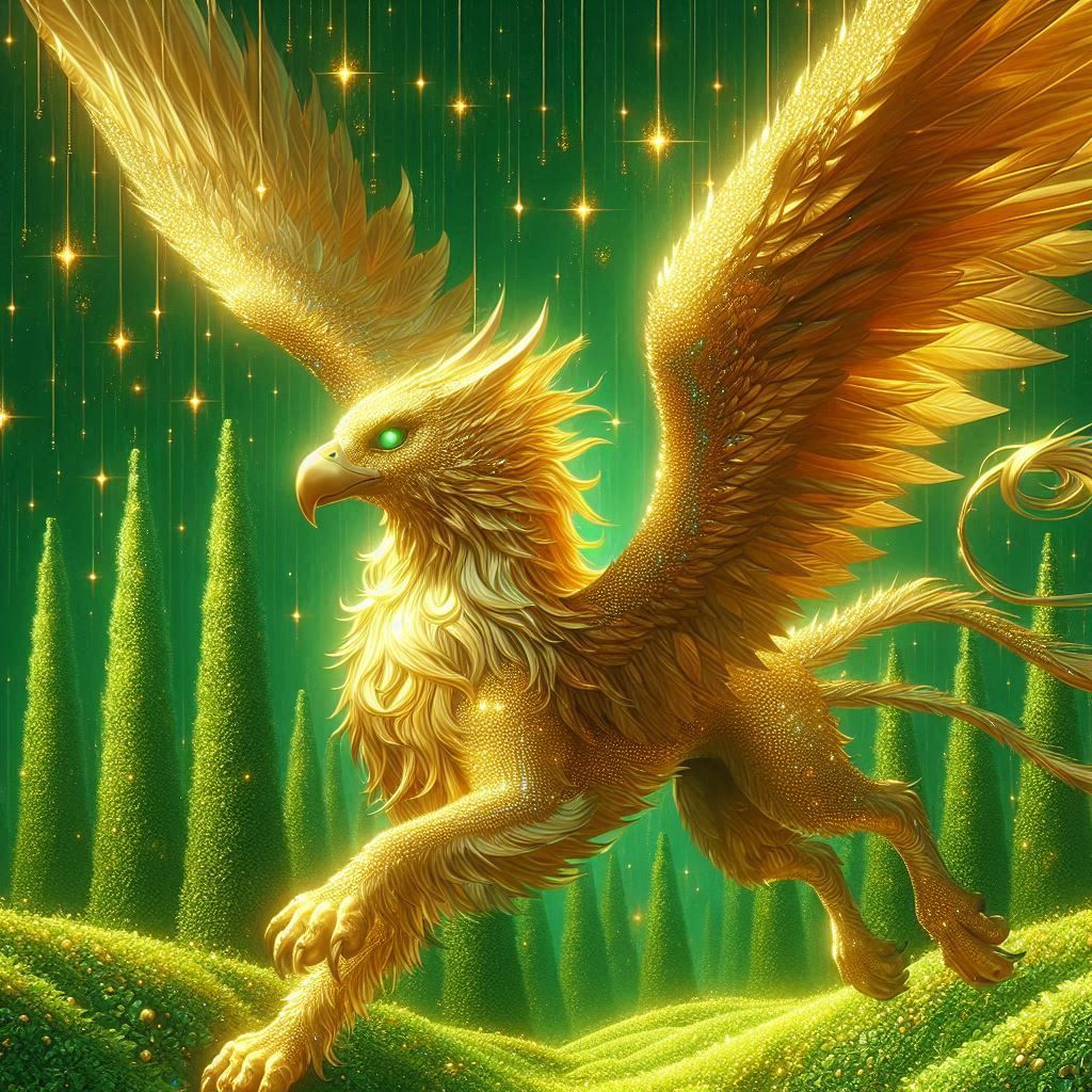Golden Griffin Guardian of the Green Garden Grove