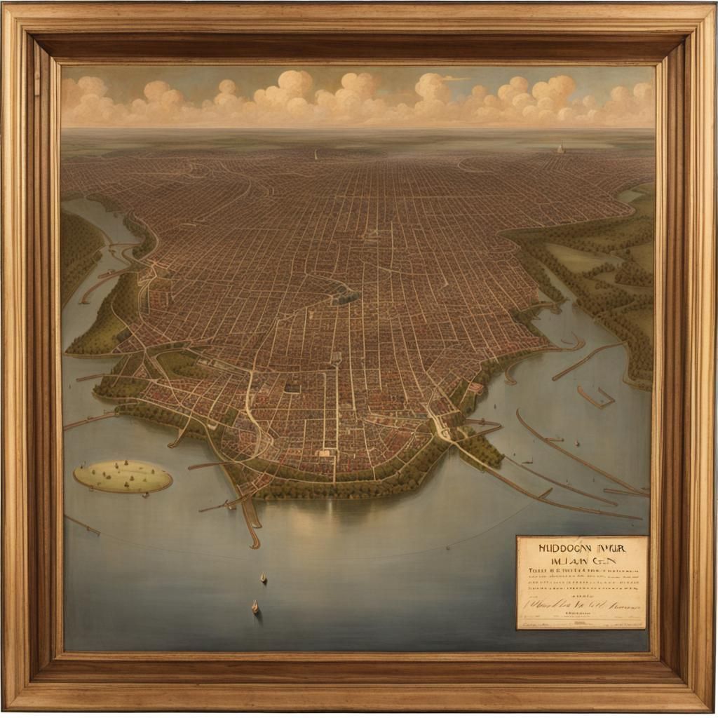 hudson river school, the map of the old milan centre