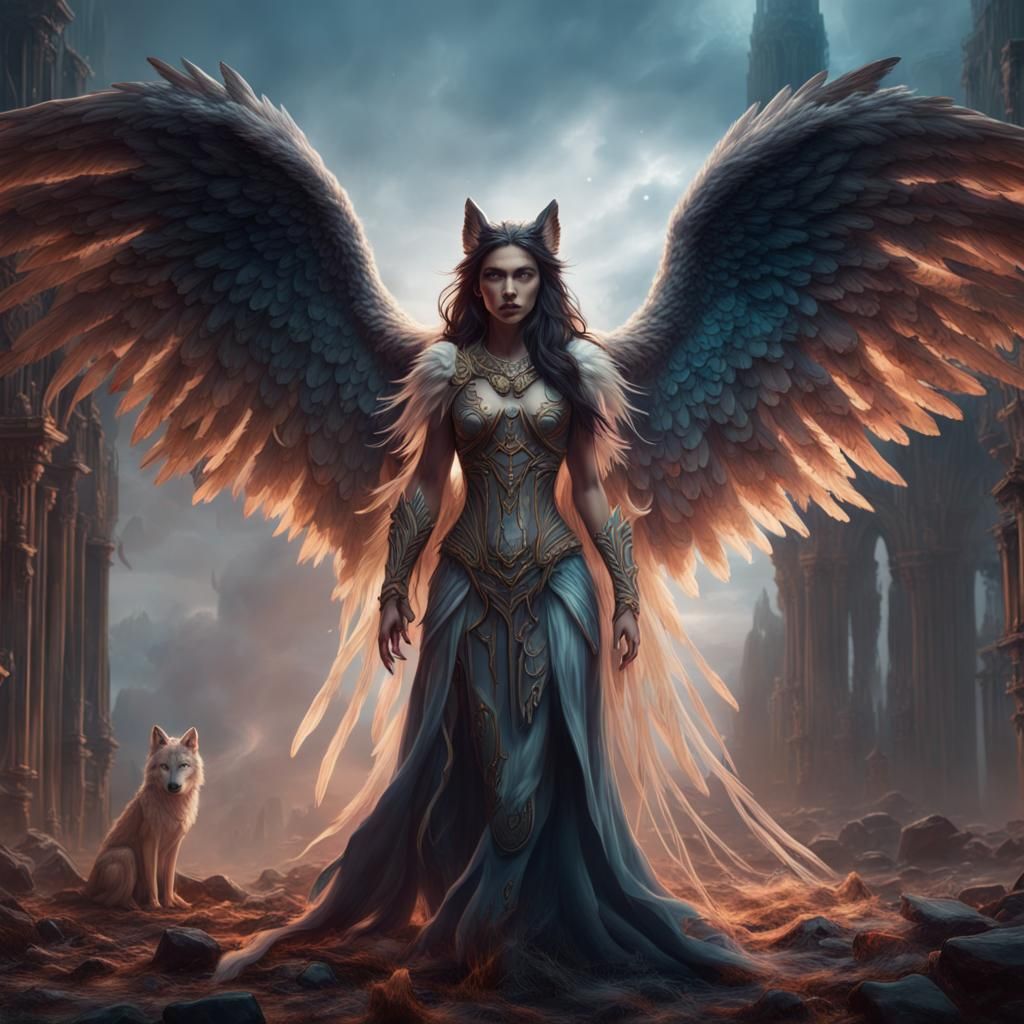 Wolf Angel Woman