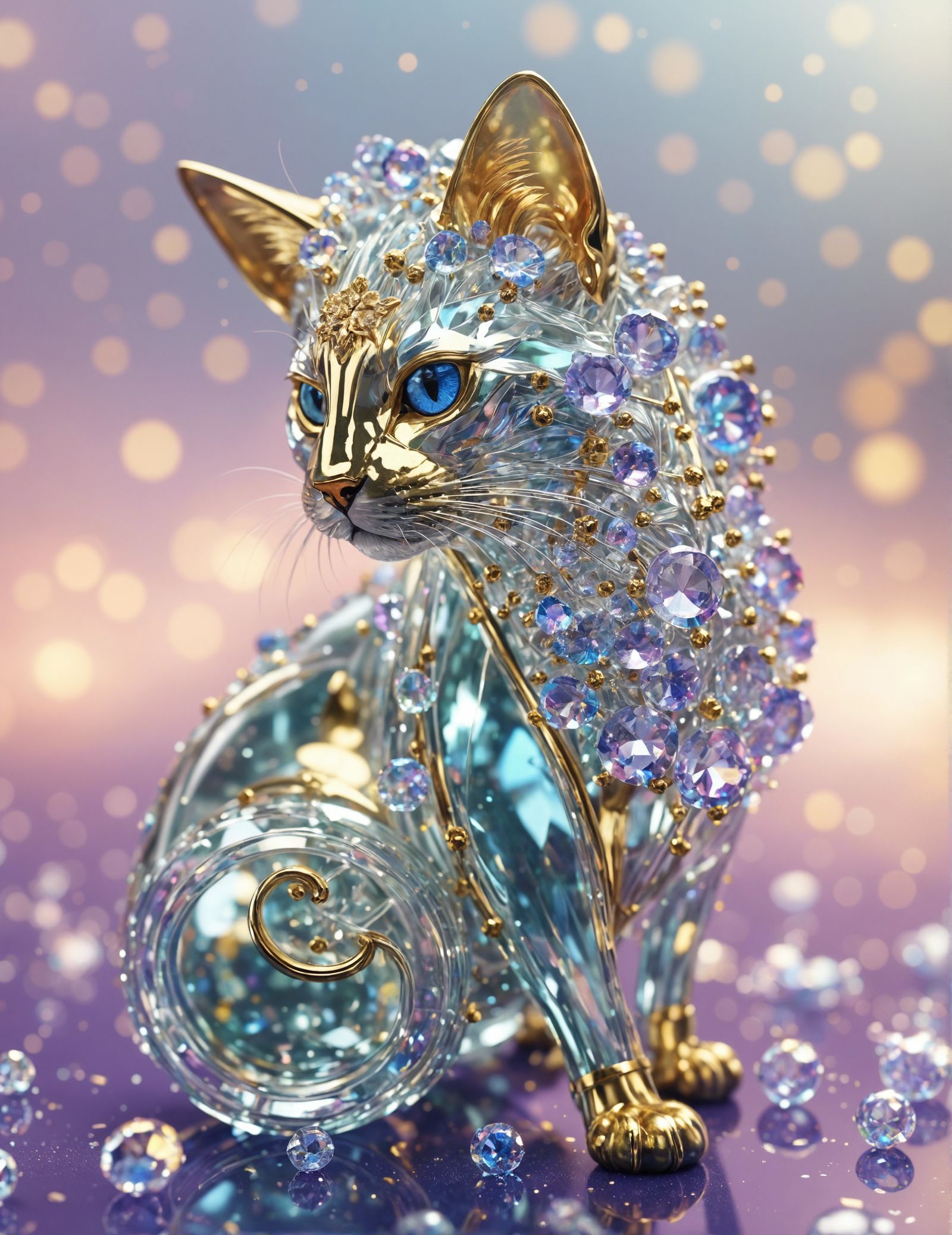 Lavender Druzy Kitten (creative upscaler)