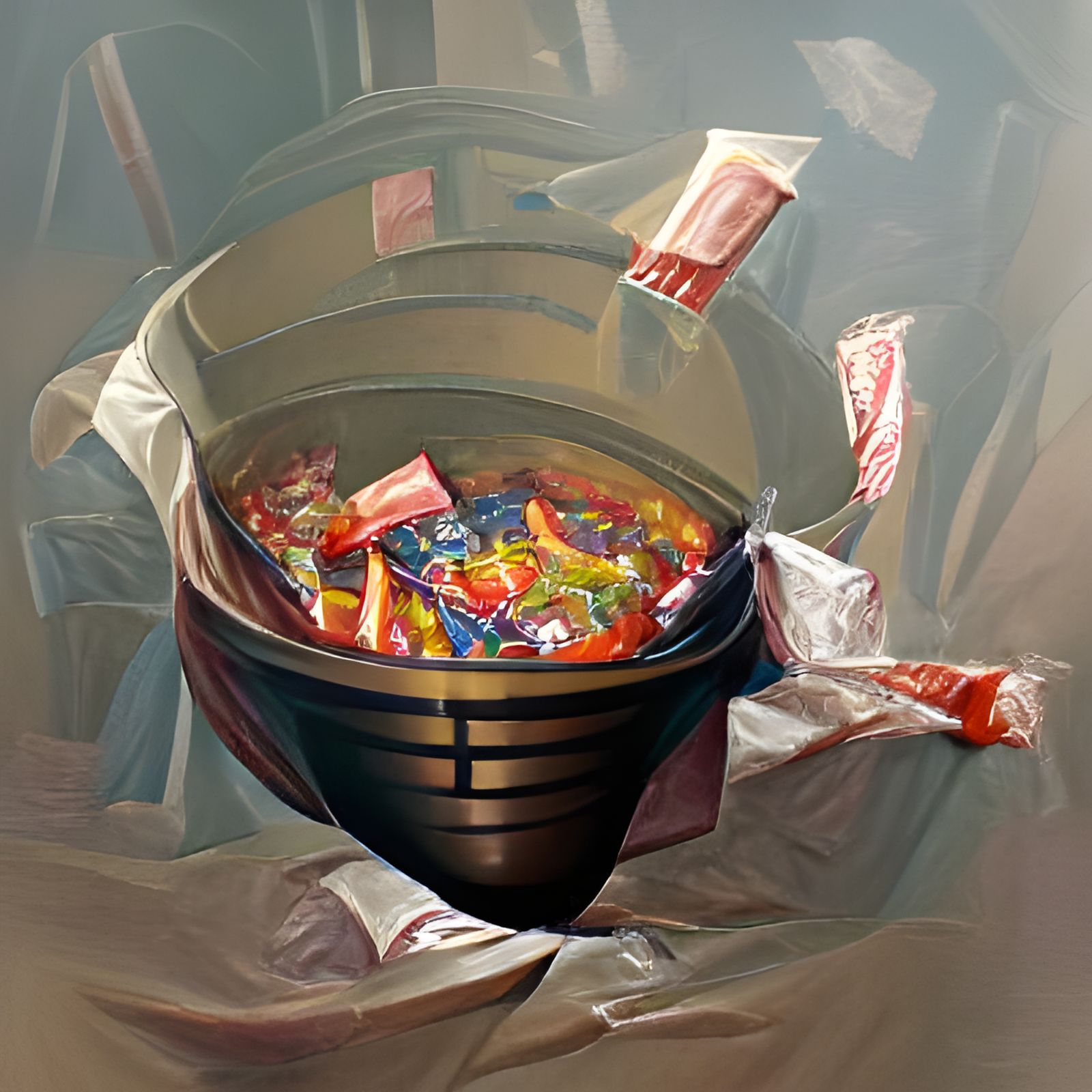 A bucket filled with candy