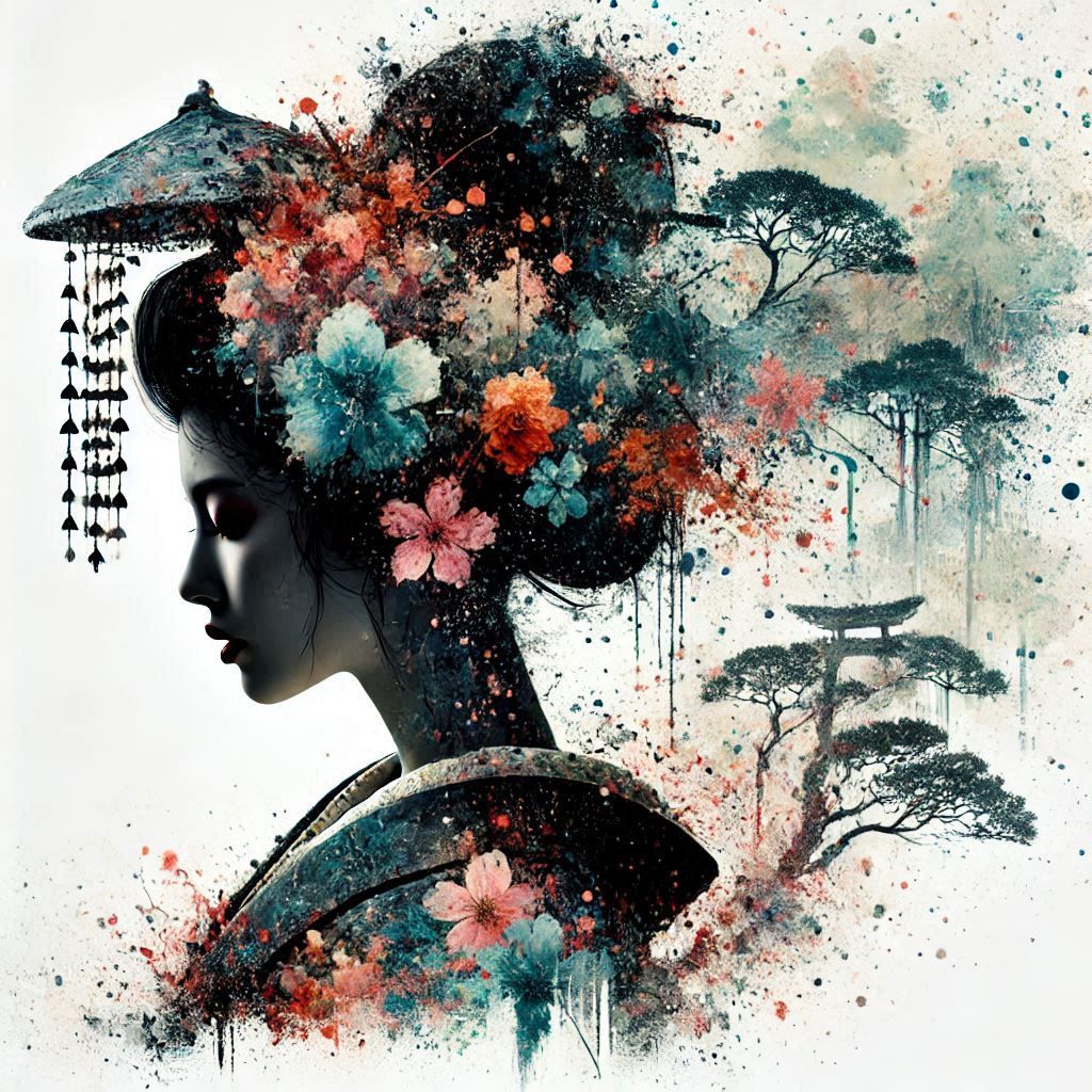double exposure beautiful fantasy portrait landscape..