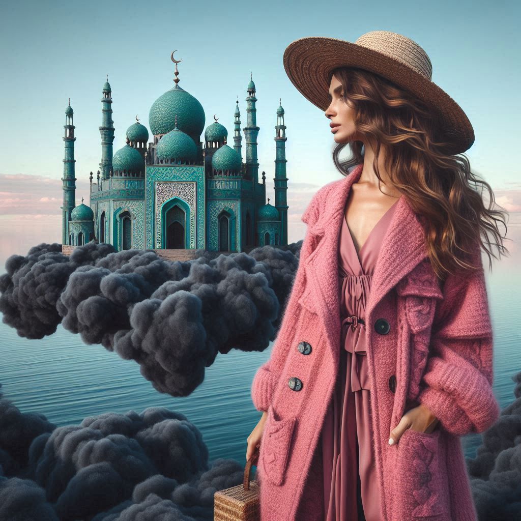 Mosque on black cloud