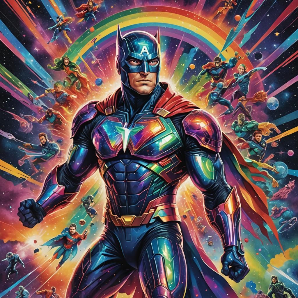 Rainbow Super Hero Movie Poster - AI Generated Artwork - NightCafe Creator