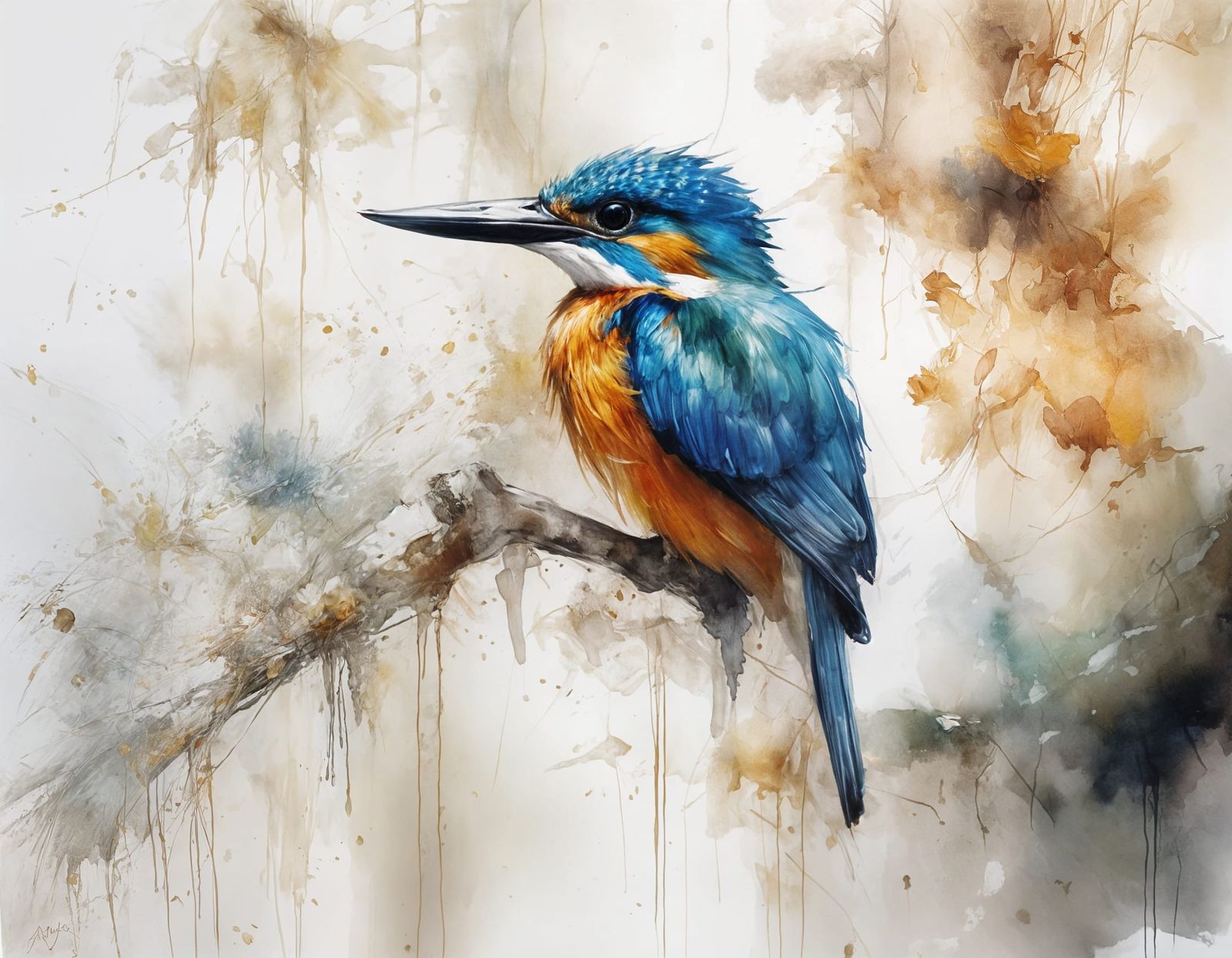 Kingfisher on branch  by @Kosh