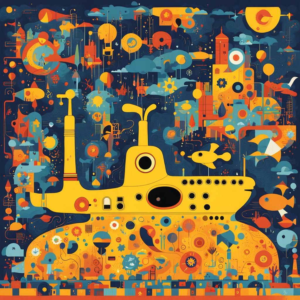 artwork inspired by the iconic "Yellow Submarine" album cove...