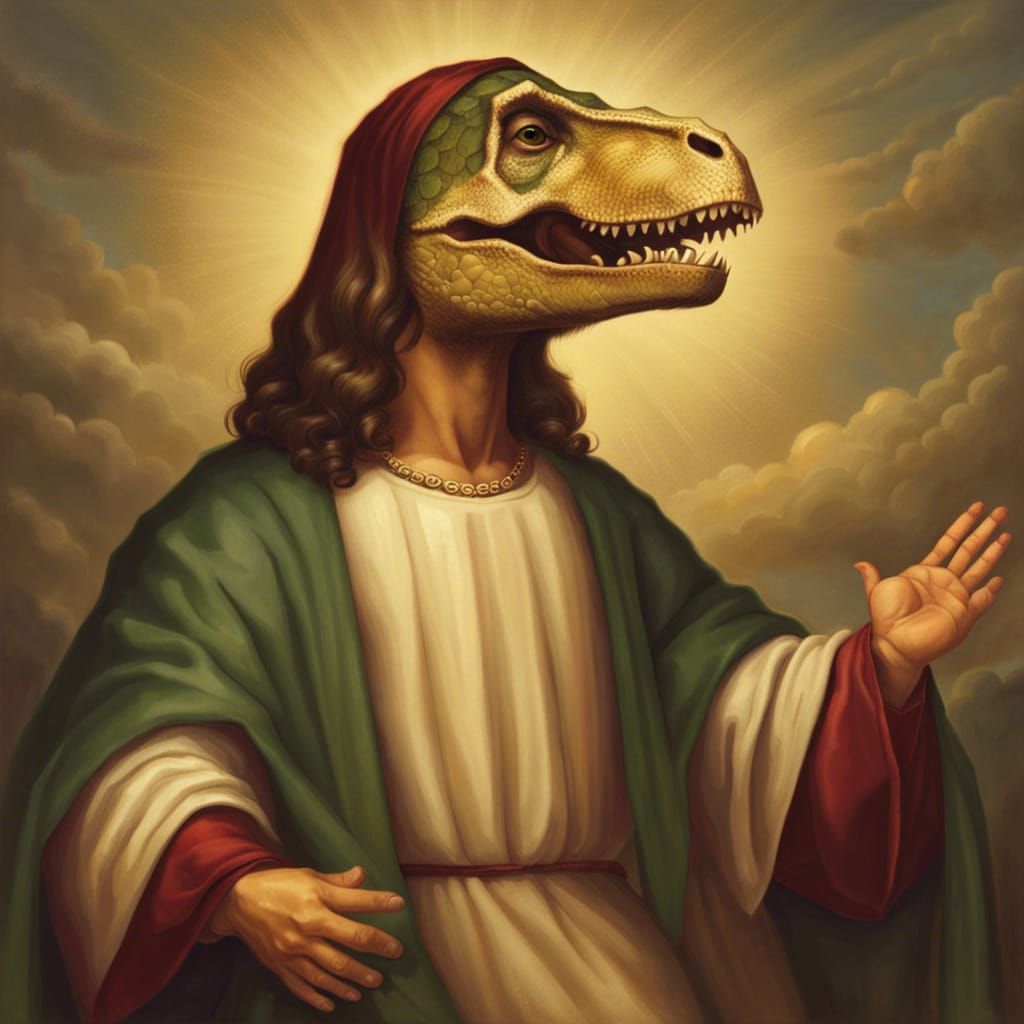 Dinosaur Jesus, Jesus is a dinosaur,  renaissance style