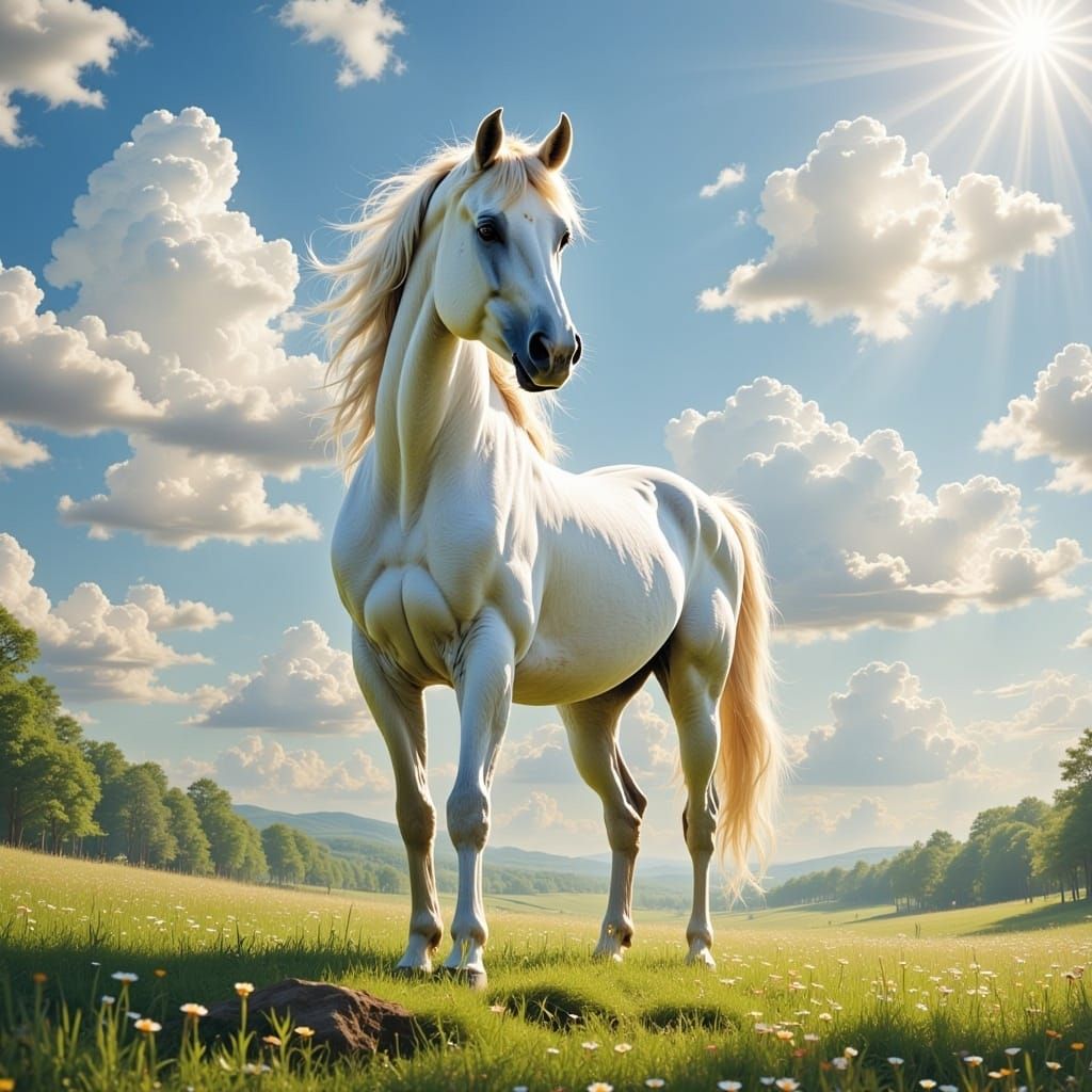 <lora:Holy FluxaMOly:1.0> A majestic unicorn on a grassy field